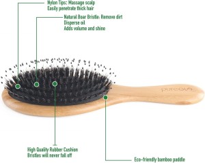 PureGLO Natural Bamboo Paddle Hair Brush