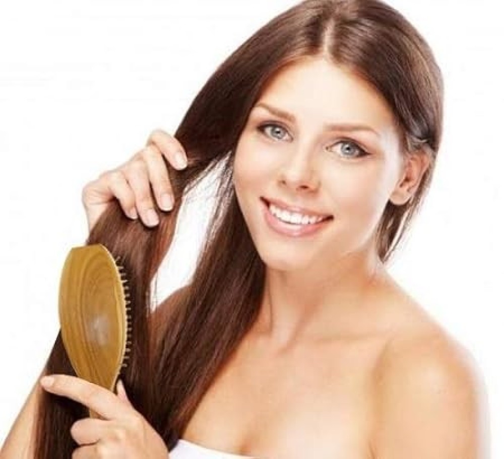 PureGLO Natural Wooden Oval Massage Hair Brush