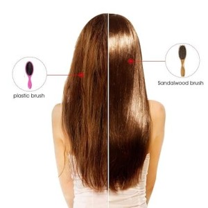 PureGLO Natural Wooden Oval Massage Hair Brush