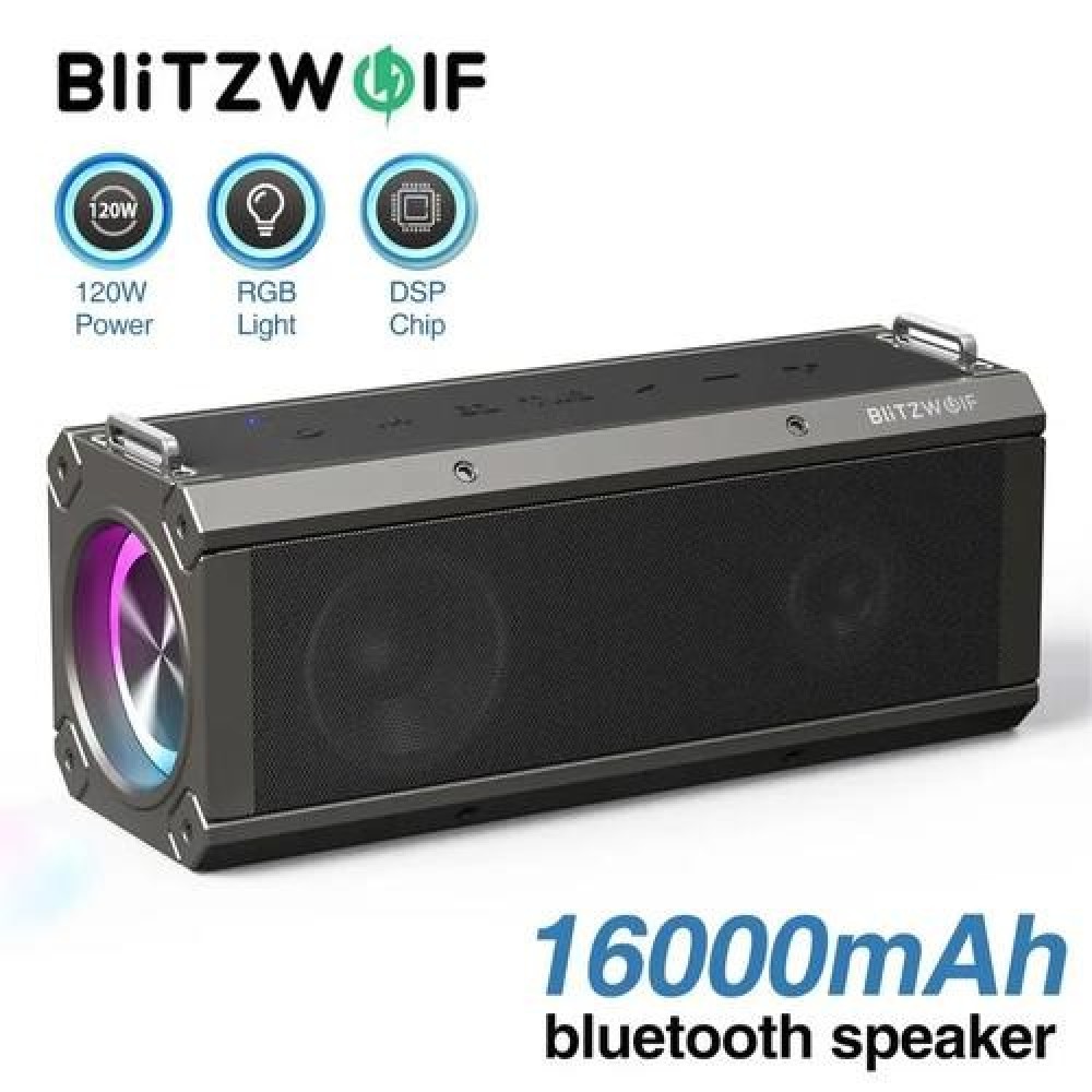 
                                                            BlitzWolf BW-WA3 100W bluetooth Speaker Portable Speakers Quad Drivers Dual Diaphragm Deep Bass RGB Light TWS 5000mAh Outdoors Wireless Speaker