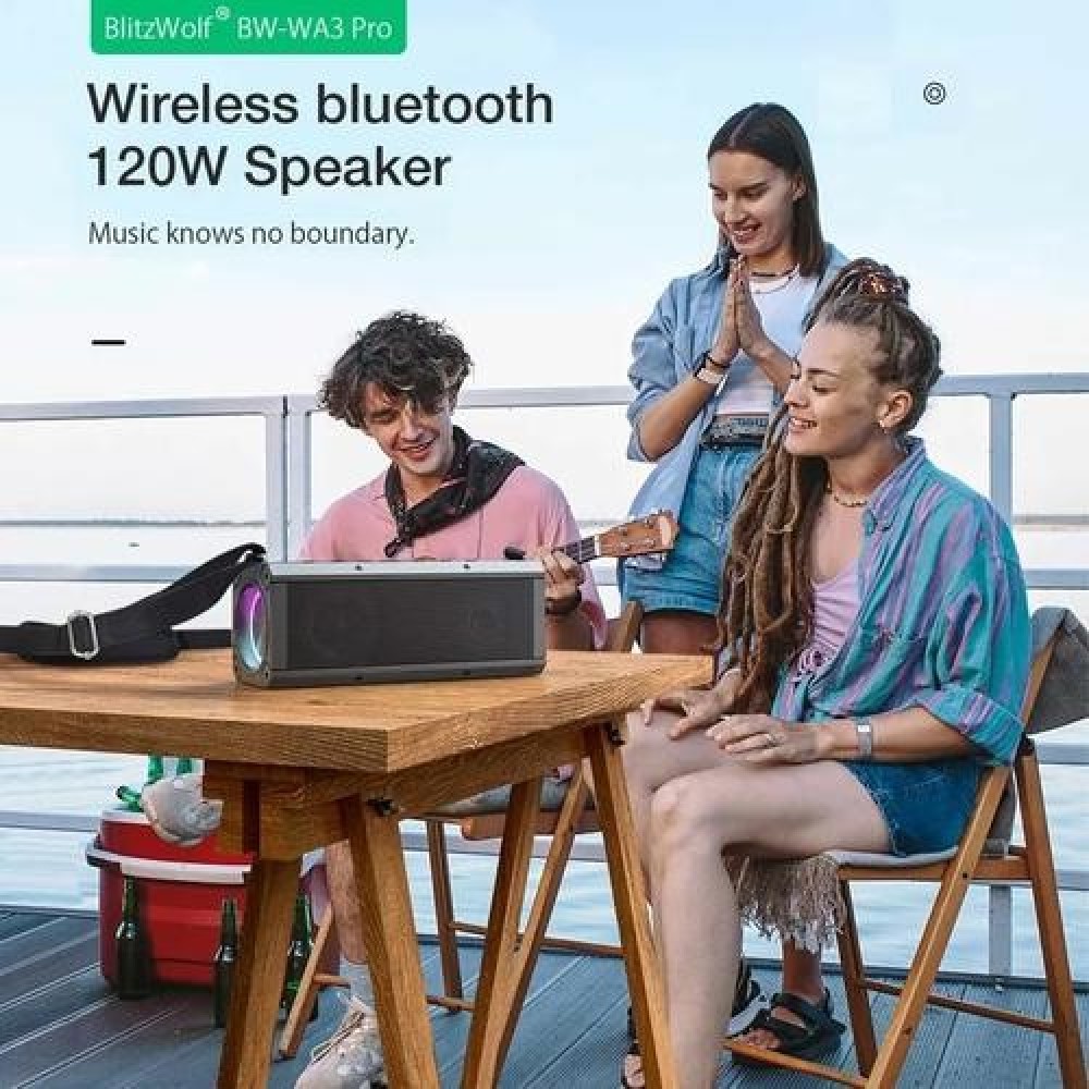 
                                                            BlitzWolf BW-WA3 100W bluetooth Speaker Portable Speakers Quad Drivers Dual Diaphragm Deep Bass RGB Light TWS 5000mAh Outdoors Wireless Speaker